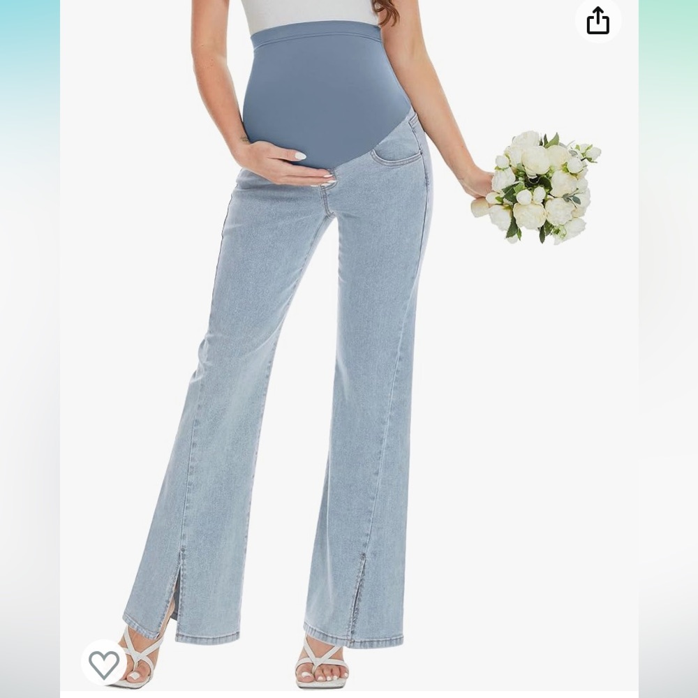 Maternity Stretch Split Front Boot Cut Jeans - image 8
